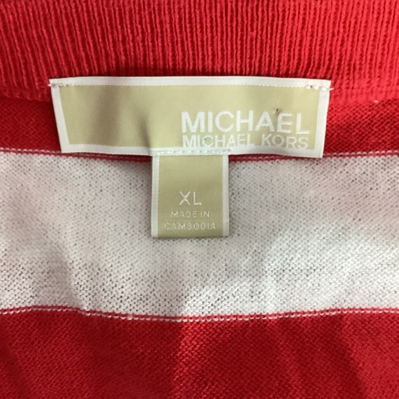 Michael Michael Kors Sea Coral White Striped Knit Tank Top XL - Picture 6 of 6